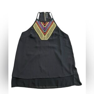 THML Black Sleeveless Top with Multicolor Embroidery Size S